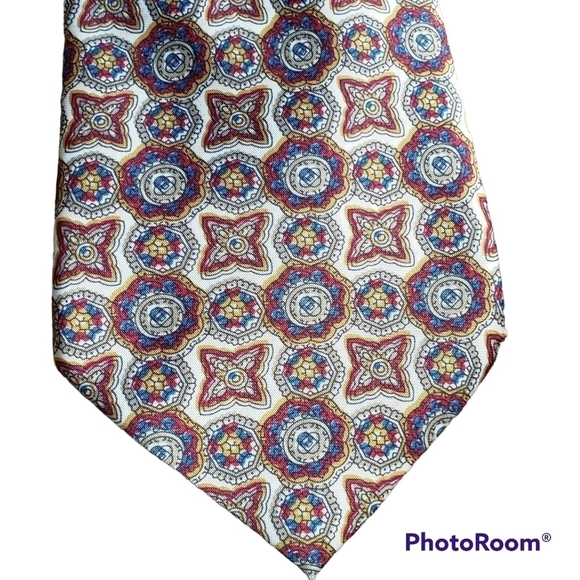 Silk Gold Red And Blue Tie - Picture 1 of 3